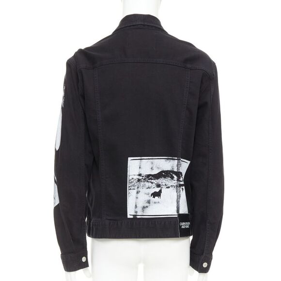 CALVIN KLEIN 205W39NYC Raf Simons Andy Warhol black pop art trucker jacket L